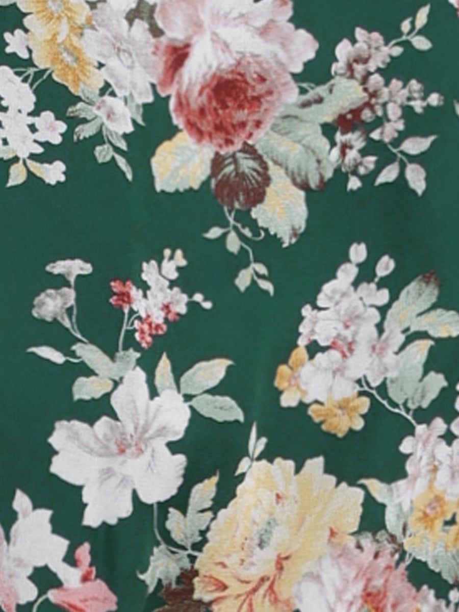 Florvella - Women’s Floral Square Neck A-Line Dress