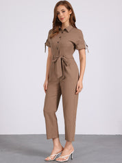 Velmira – Women’s Cotton Cargo Tie-Waist Jumpsuit