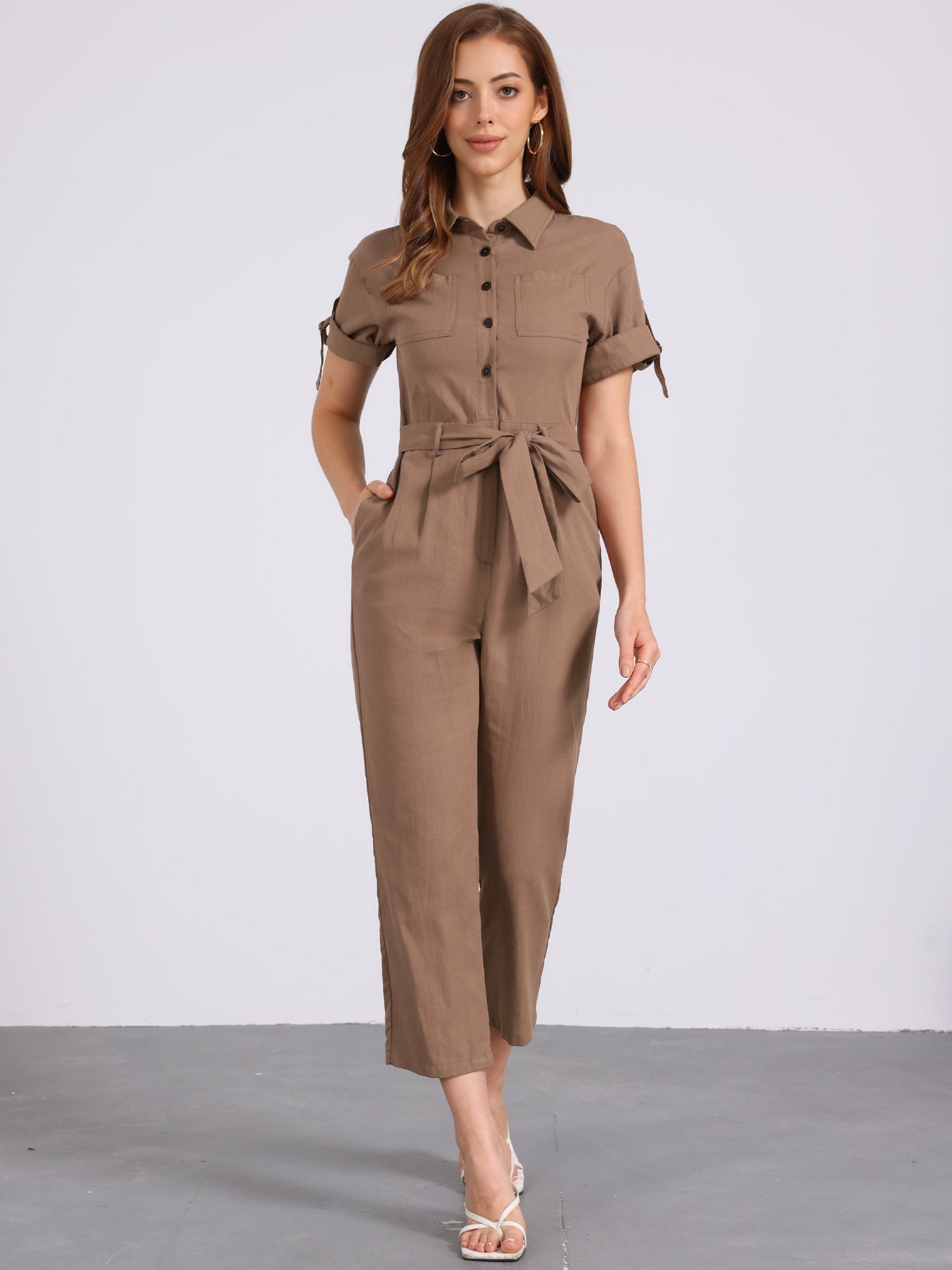 Velmira – Women’s Cotton Cargo Tie-Waist Jumpsuit