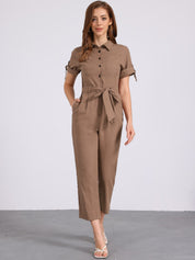 Velmira – Women’s Cotton Cargo Tie-Waist Jumpsuit