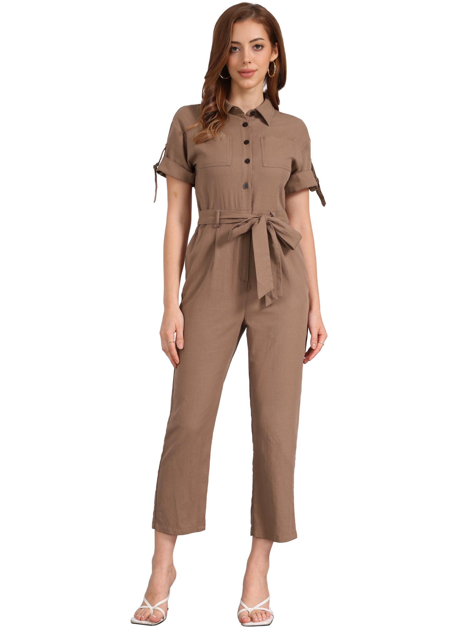 Velmira – Women’s Cotton Cargo Tie-Waist Jumpsuit