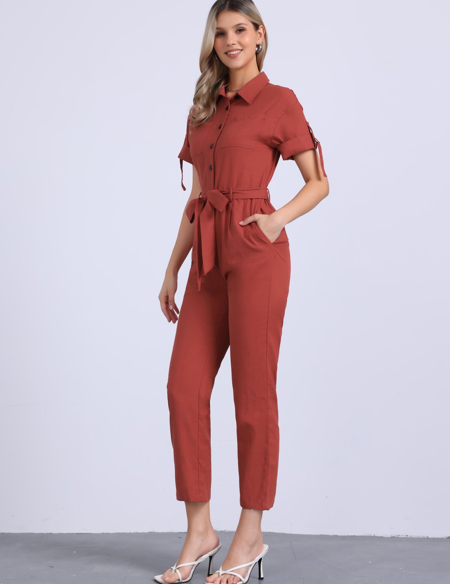 Velmira – Women’s Cotton Cargo Tie-Waist Jumpsuit