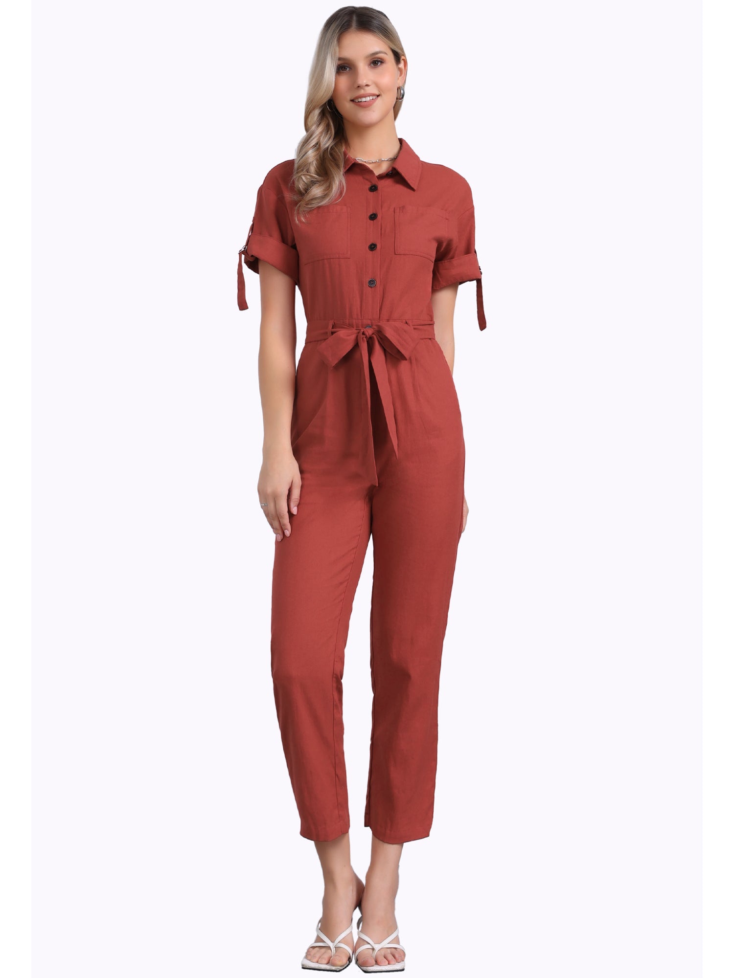 Velmira – Women’s Cotton Cargo Tie-Waist Jumpsuit