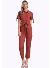 Velmira – Women’s Cotton Cargo Tie-Waist Jumpsuit