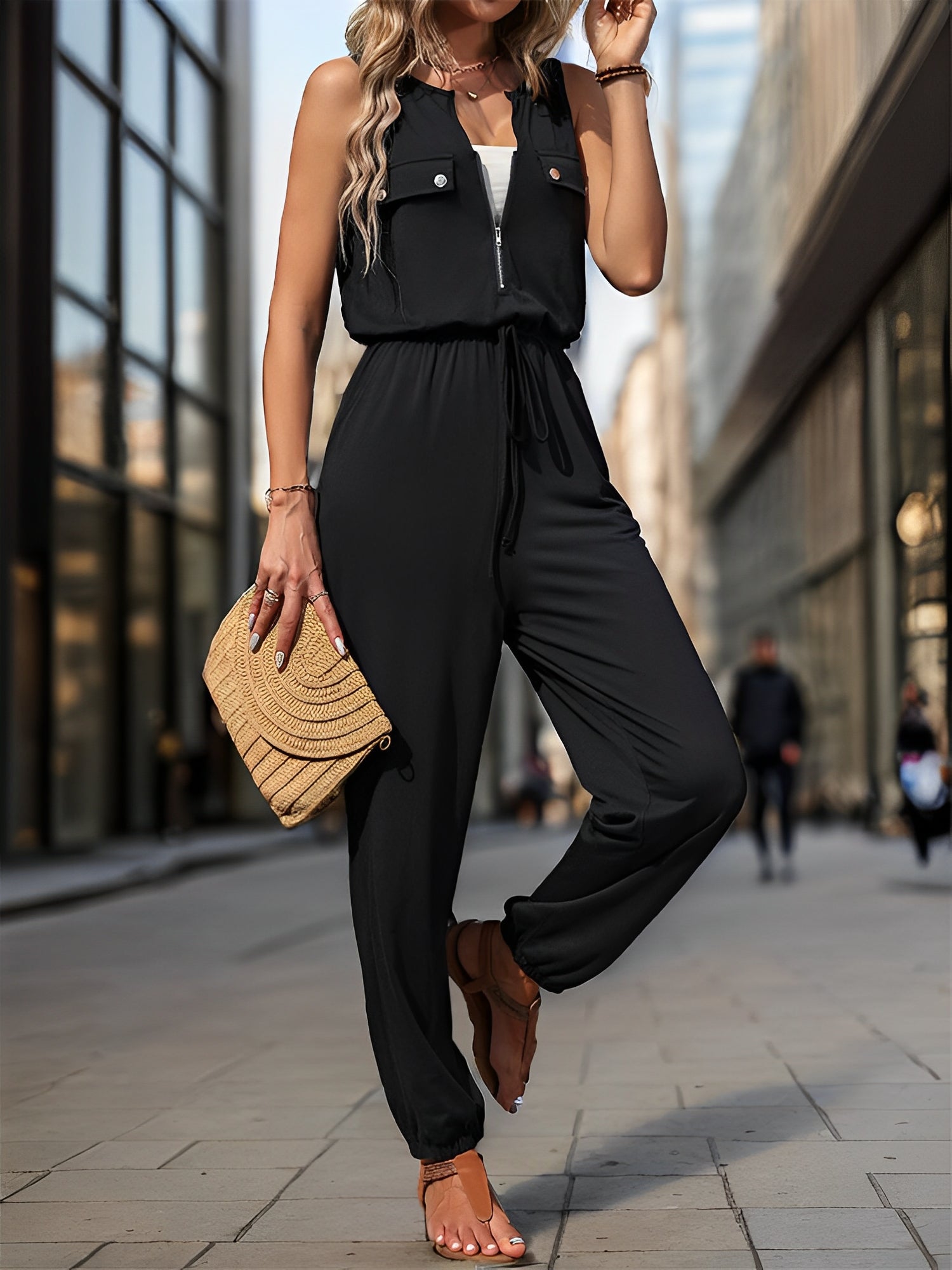 Solvera - Women’s Sleeveless Casual Jumpsuit