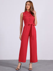 Cotviera - Women’s Button Down Wide Leg Jumpsuit