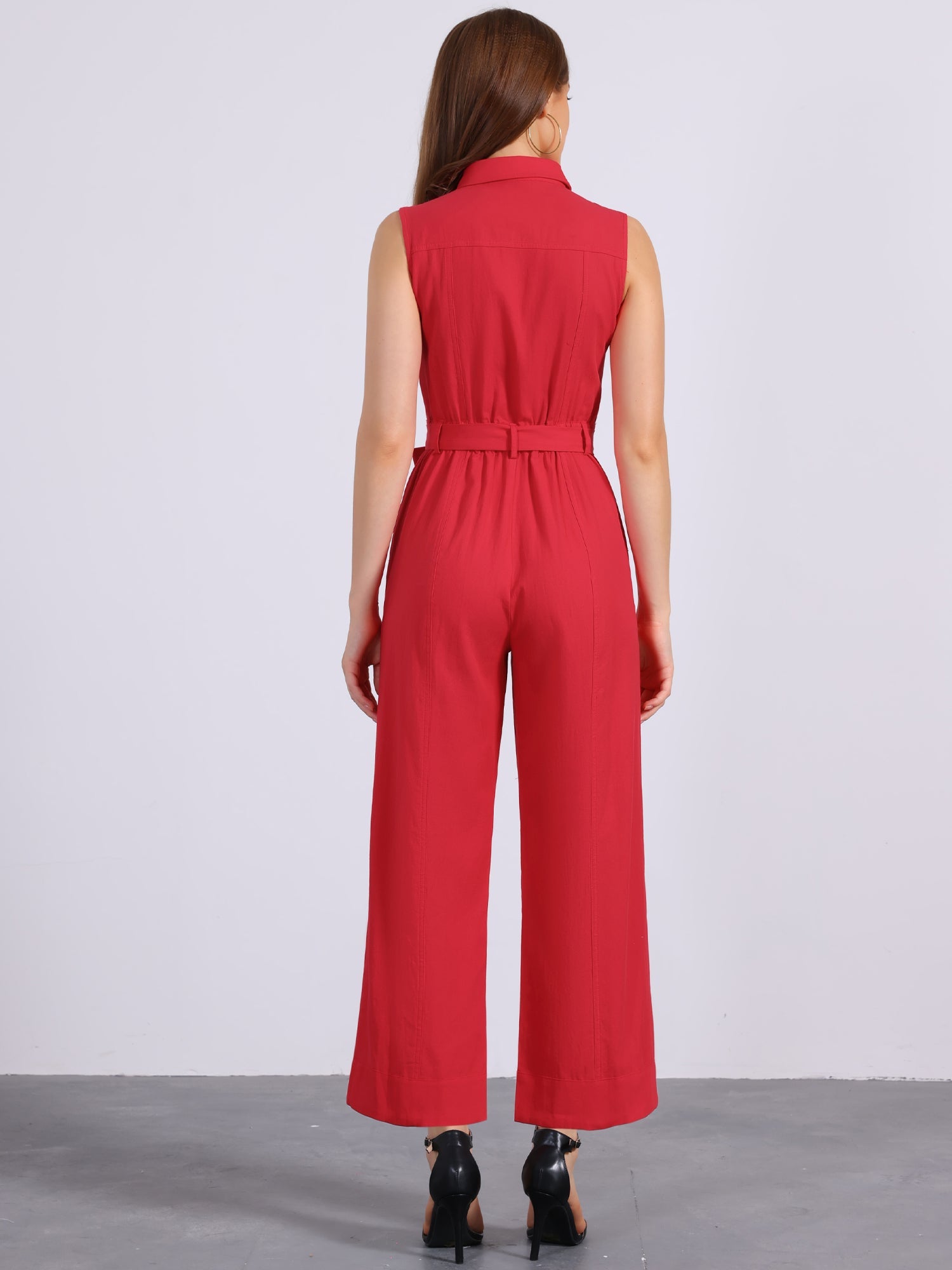 Cotviera - Women’s Button Down Wide Leg Jumpsuit
