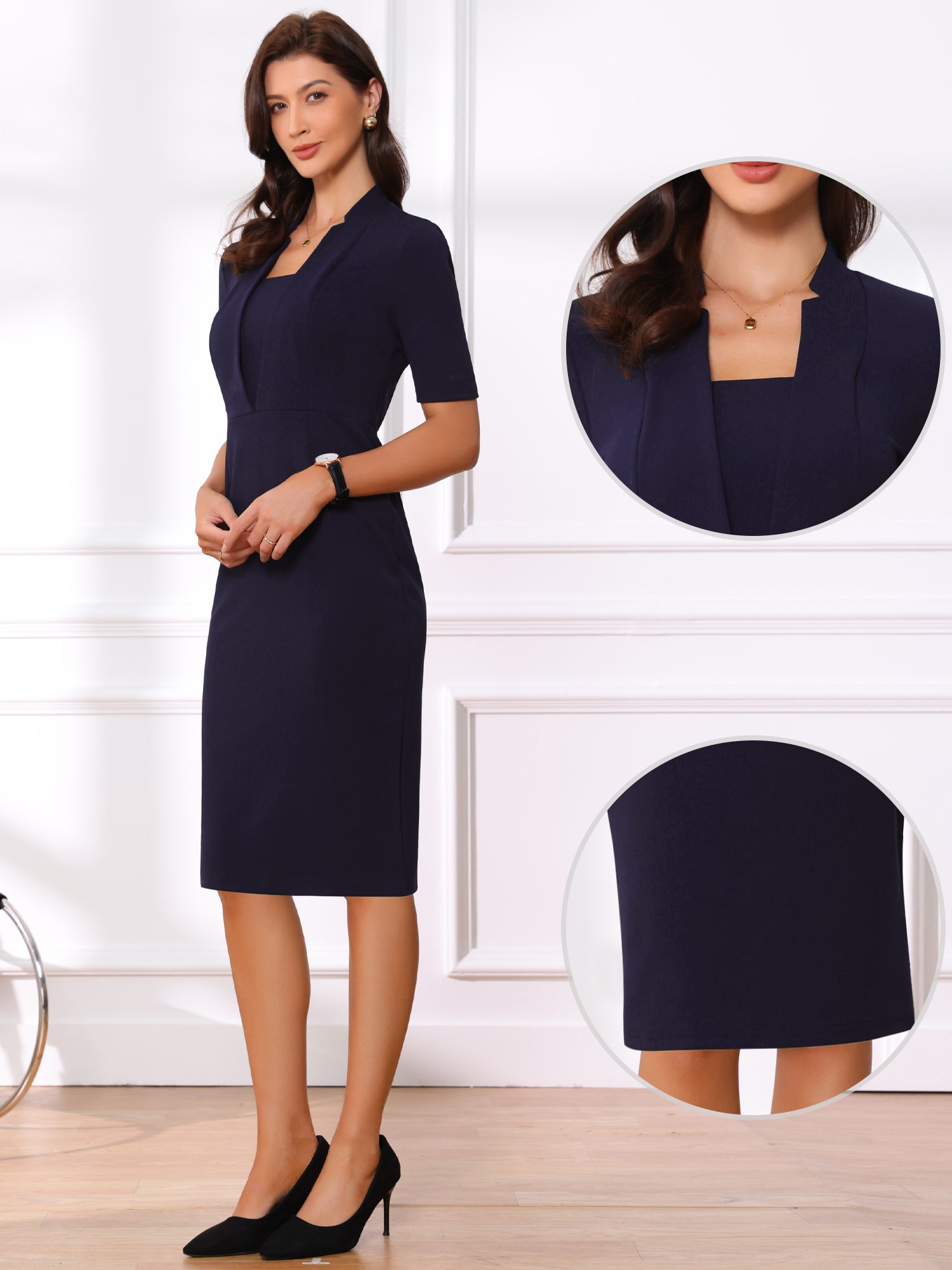 Formessa - Women’s Sheath Work Midi Dress