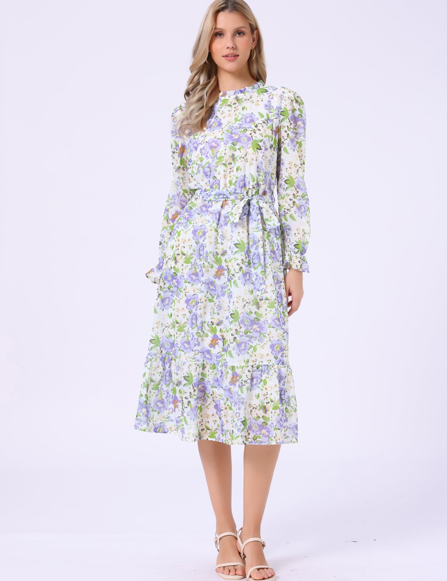 Florvessa - Women’s Floral A-Line Midi Dress