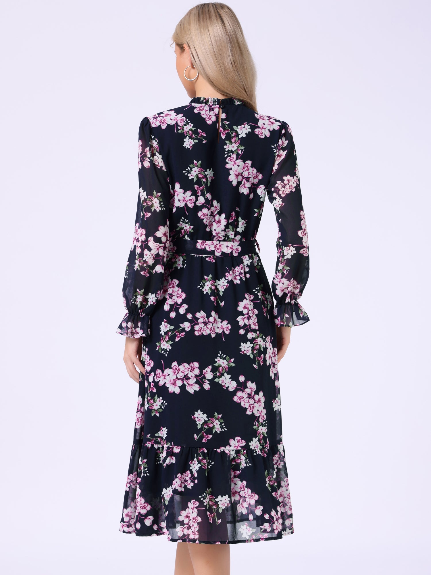 Florvessa - Women’s Floral A-Line Midi Dress