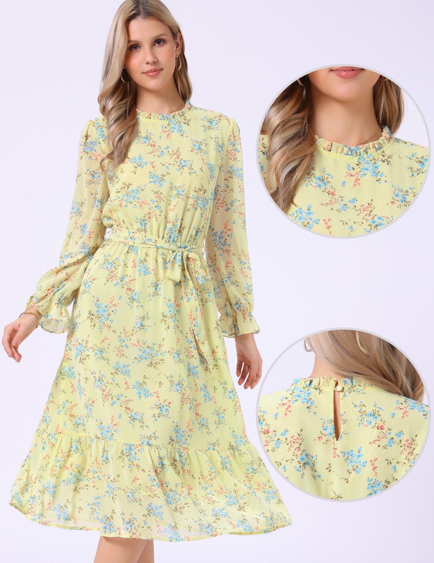 Florvessa - Women’s Floral A-Line Midi Dress