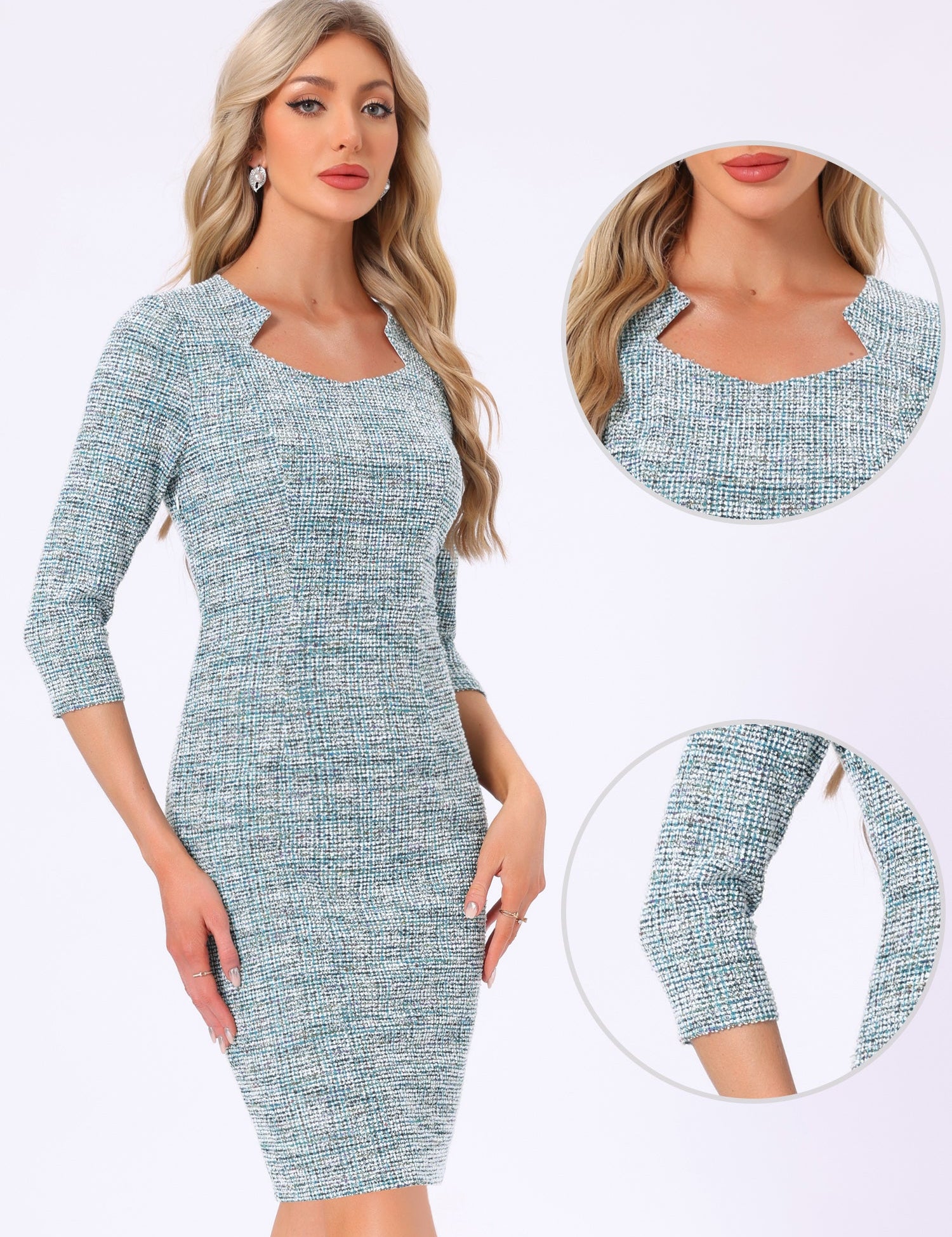 Velmora – Women’s Plaid Tweed Sheath Dress