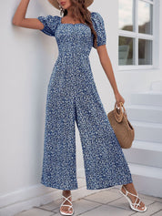 Wildvera - Women’s Printed Short Sleeve Jumpsuit