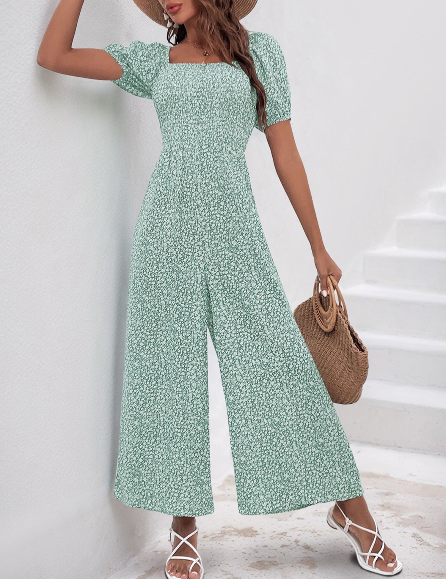 Wildvera - Women’s Printed Short Sleeve Jumpsuit