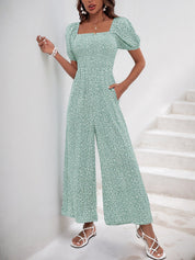 Wildvera - Women’s Printed Short Sleeve Jumpsuit