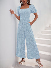 Wildvera - Women’s Printed Short Sleeve Jumpsuit
