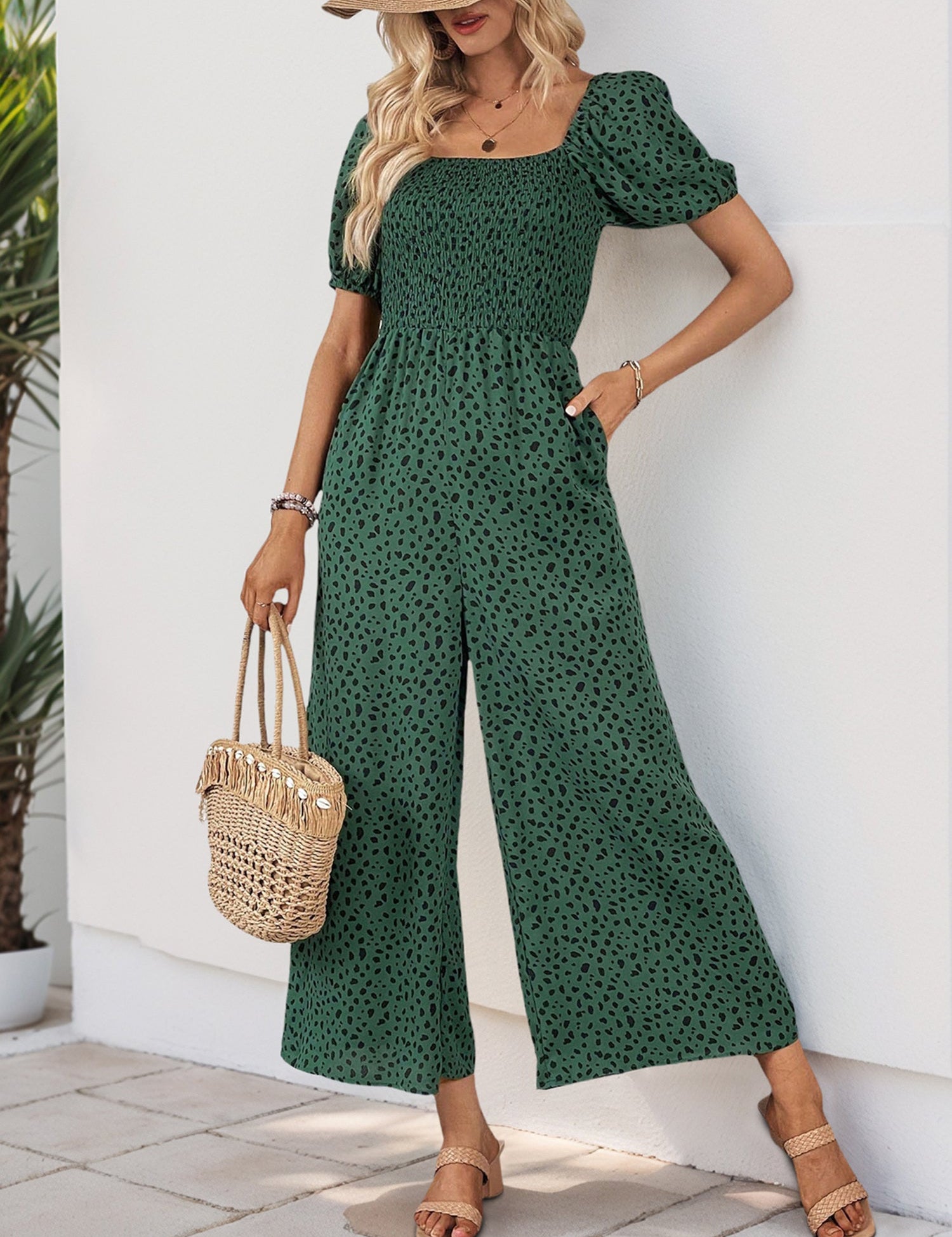 Wildvera - Women’s Printed Short Sleeve Jumpsuit