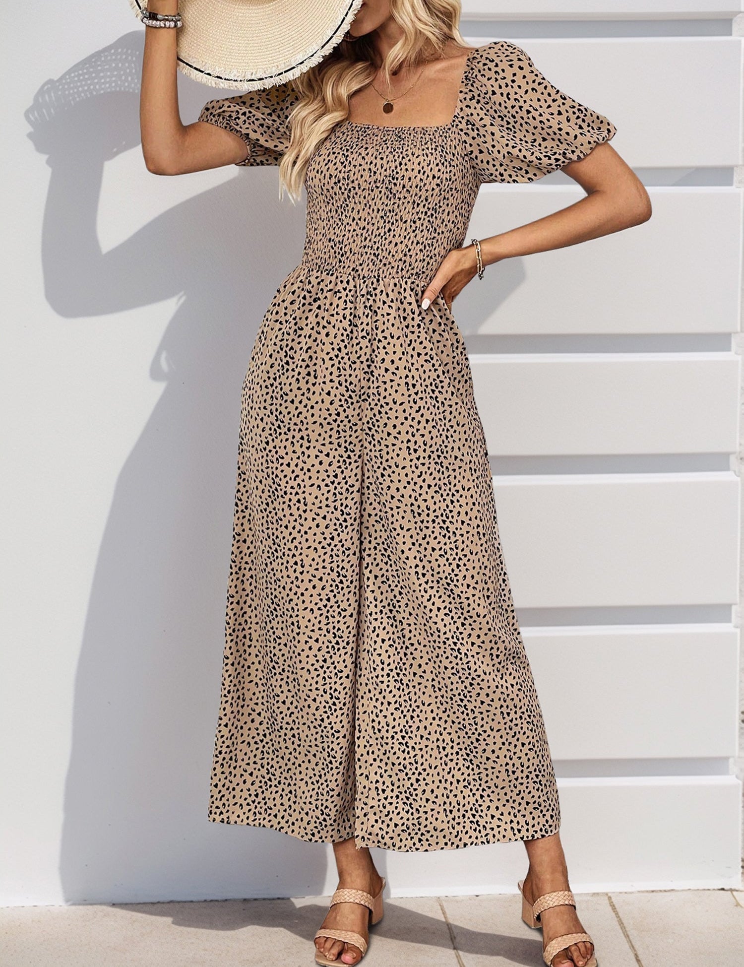 Wildvera - Women’s Printed Short Sleeve Jumpsuit