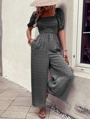 Wildvera - Women’s Printed Short Sleeve Jumpsuit