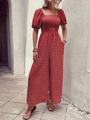 Wildvera - Women’s Printed Short Sleeve Jumpsuit