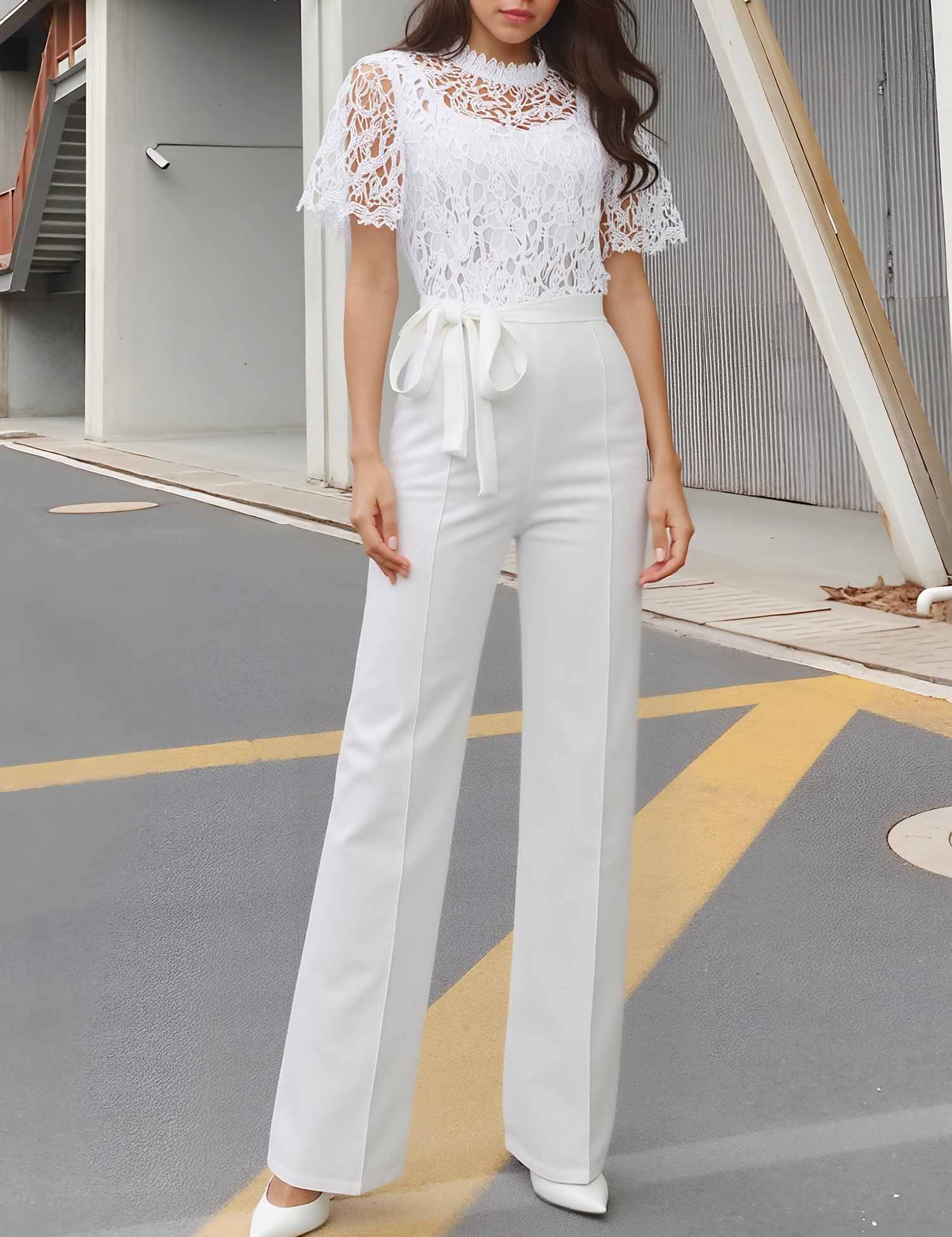 Ofivexa - Women’s Short Sleeve Work Jumpsuit