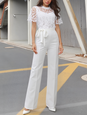 Ofivexa - Women’s Short Sleeve Work Jumpsuit