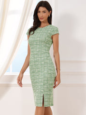 Velmora – Women’s Plaid Bodycon Work Dress
