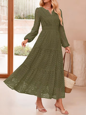 Aurelia – Women’s Eyelet Puff Sleeve Maxi Dress
