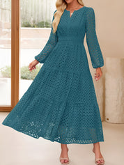 Aurelia – Women’s Eyelet Puff Sleeve Maxi Dress