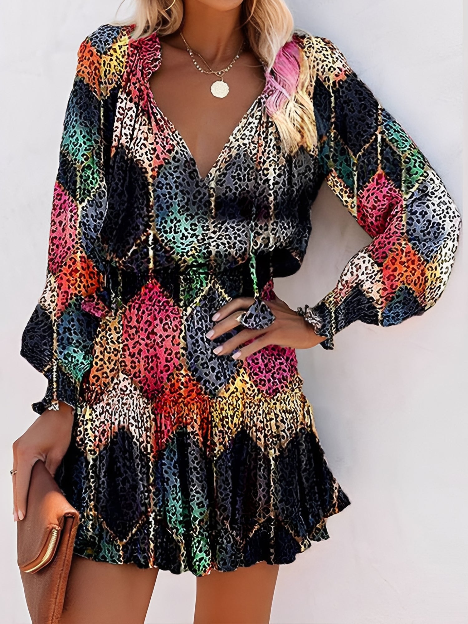Leovessa - Women’s Leopard Long Sleeve Dress