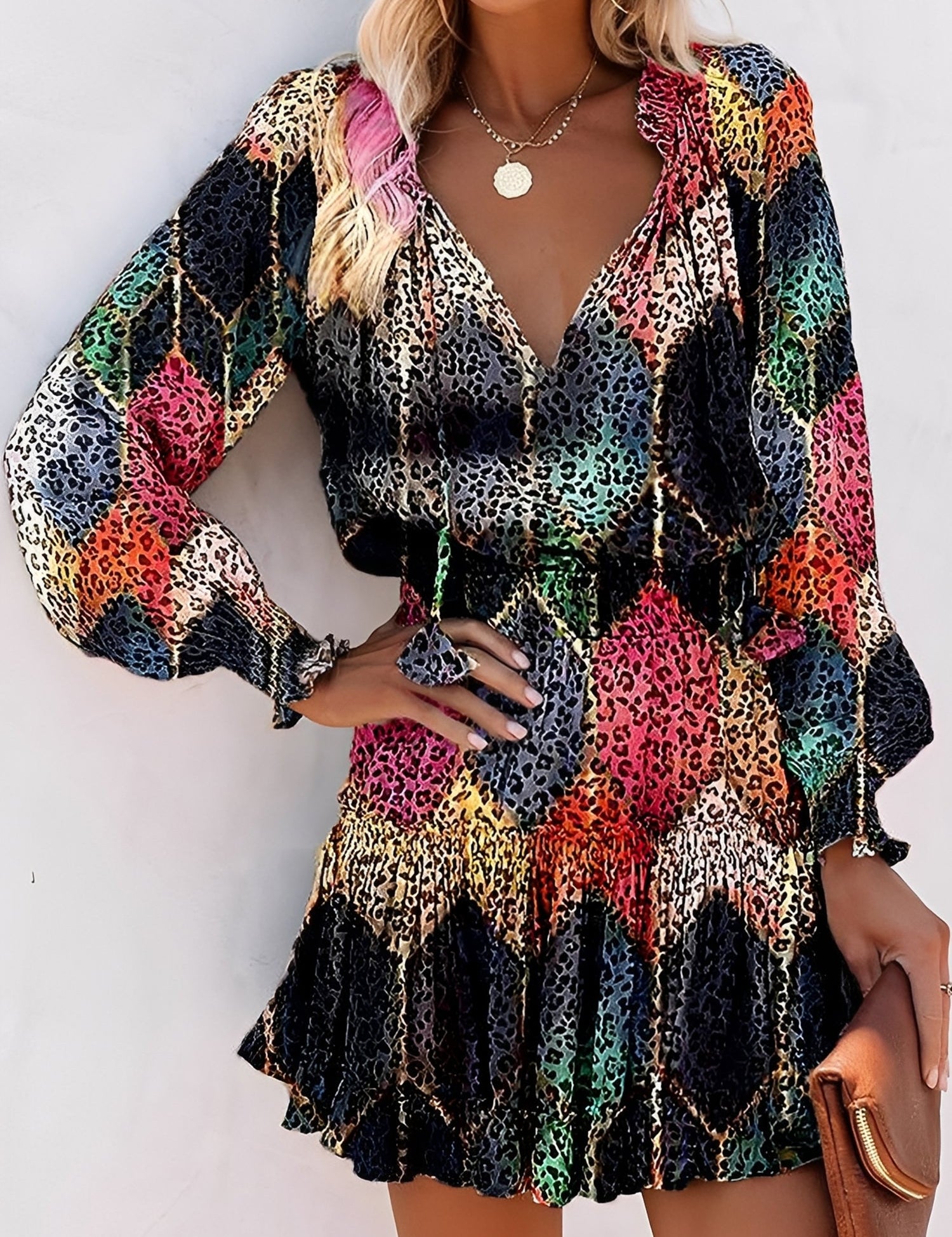 Leovessa - Women’s Leopard Long Sleeve Dress