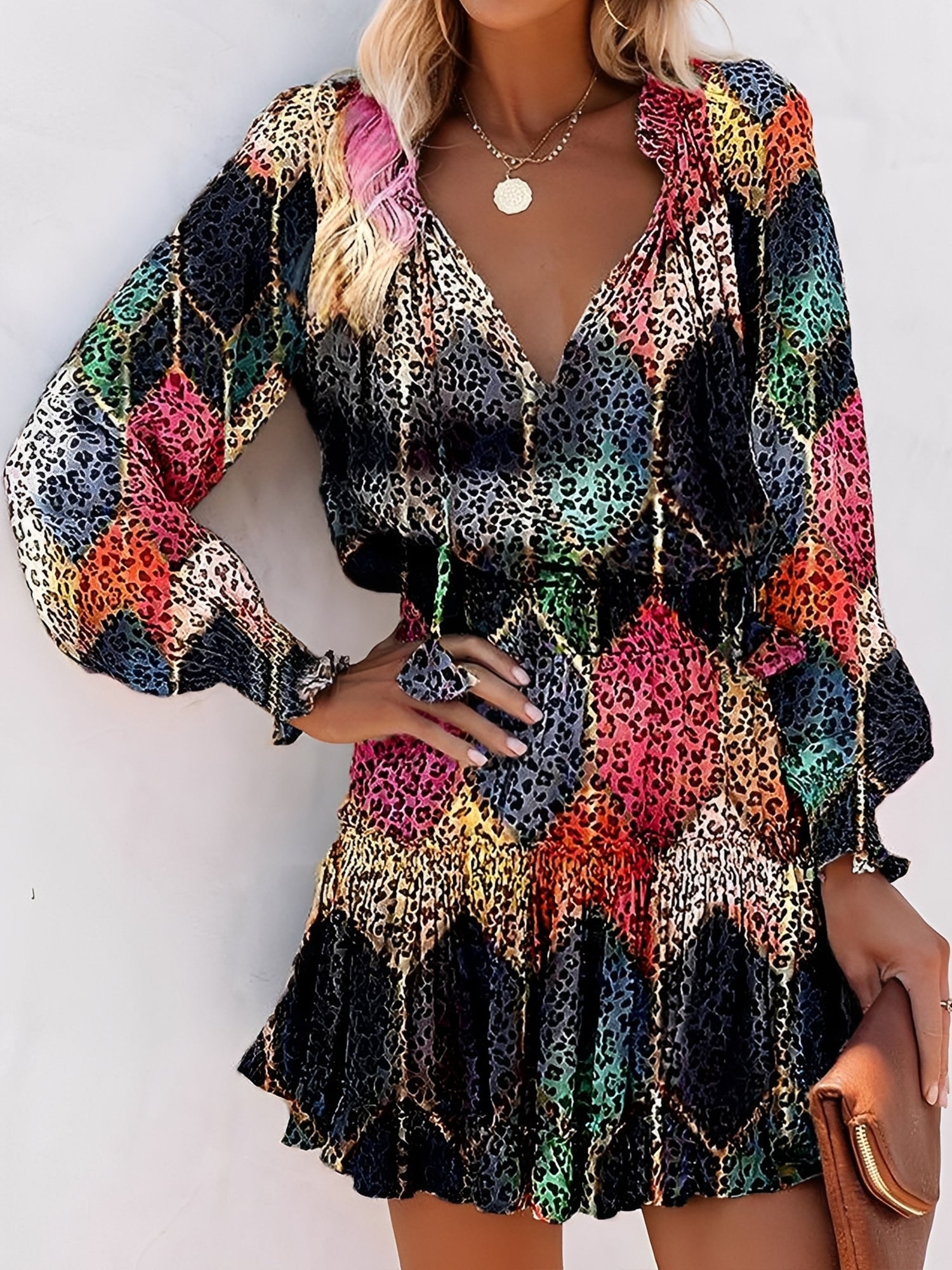 Leovessa - Women’s Leopard Long Sleeve Dress