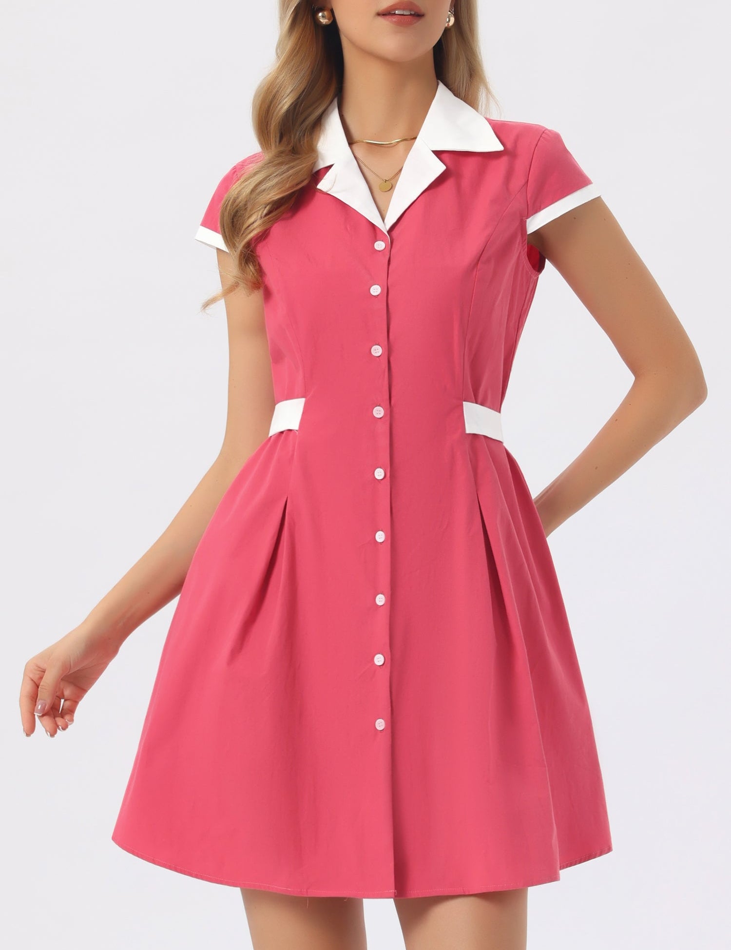 Calivra – Women’s Cotton Camp Collar Shirt Dress