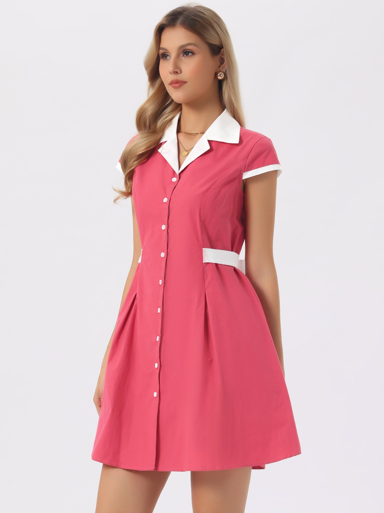 Calivra – Women’s Cotton Camp Collar Shirt Dress