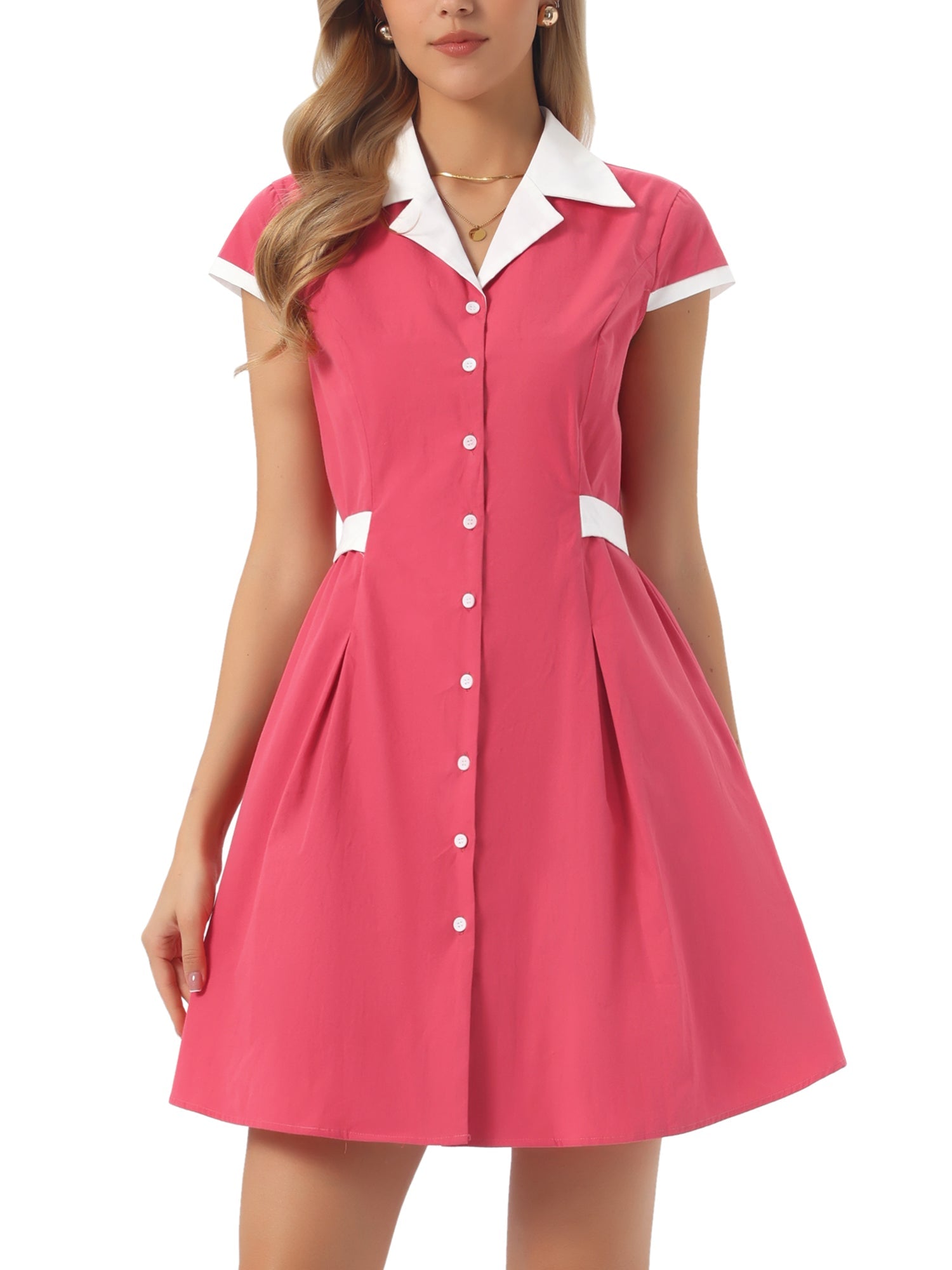 Calivra – Women’s Cotton Camp Collar Shirt Dress
