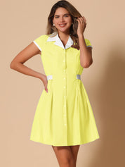 Calivra – Women’s Cotton Camp Collar Shirt Dress