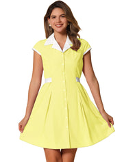 Calivra – Women’s Cotton Camp Collar Shirt Dress