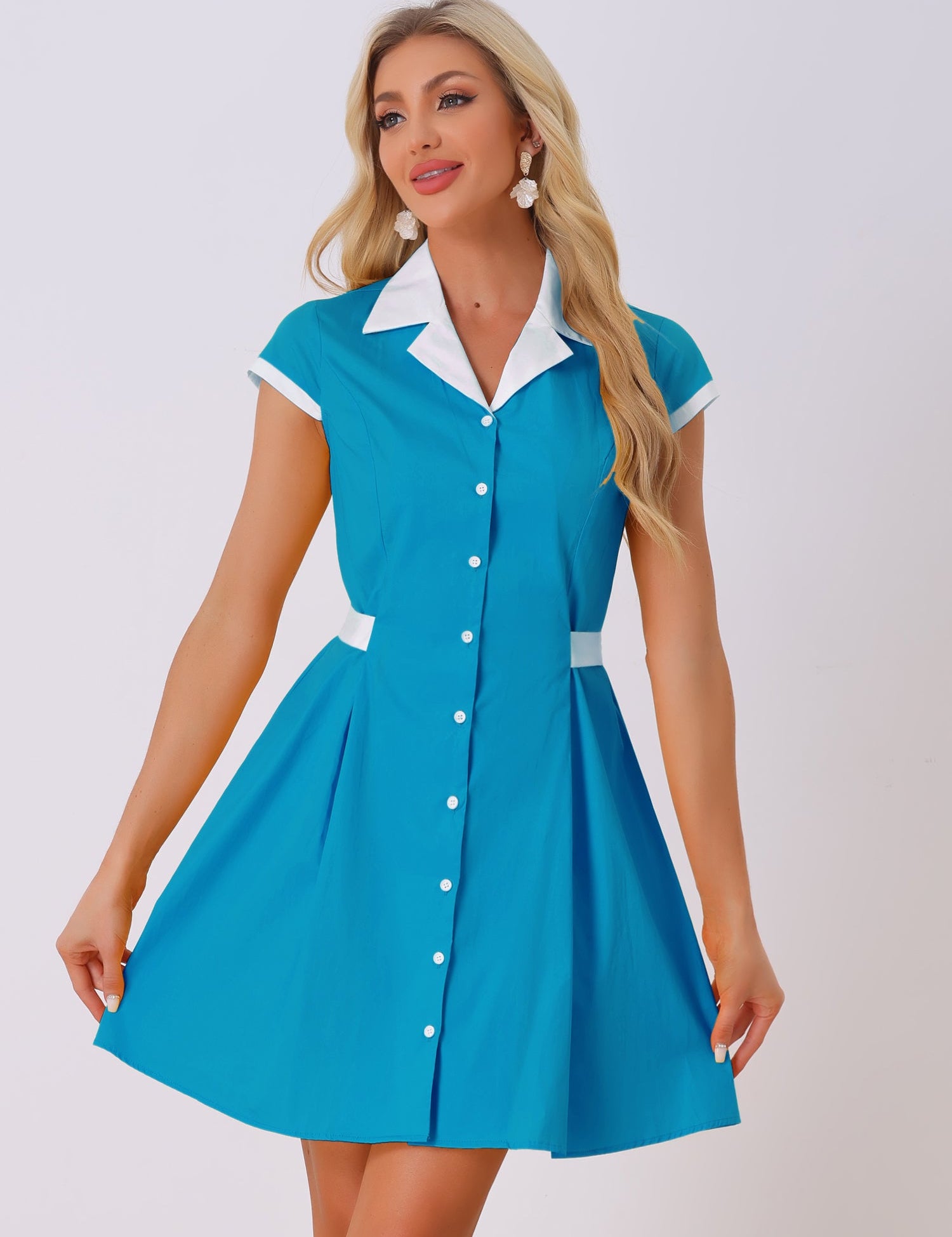 Calivra – Women’s Cotton Camp Collar Shirt Dress
