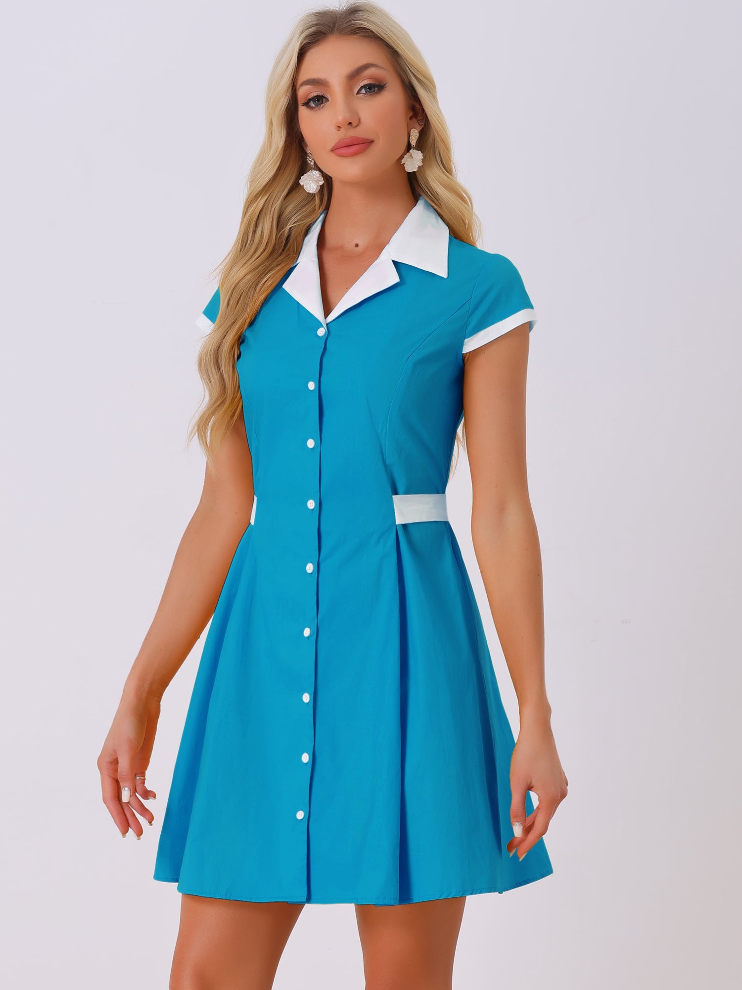 Calivra – Women’s Cotton Camp Collar Shirt Dress