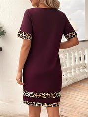 Zeravina – Women’s Leopard Patchwork T-Shirt Dress
