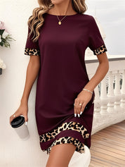 Zeravina – Women’s Leopard Patchwork T-Shirt Dress