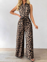 Leovira - Women’s Leopard Sleeveless Jumpsuit