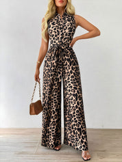 Leovira - Women’s Leopard Sleeveless Jumpsuit