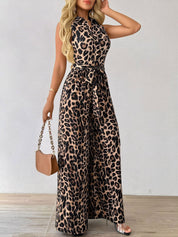 Leovira - Women’s Leopard Sleeveless Jumpsuit
