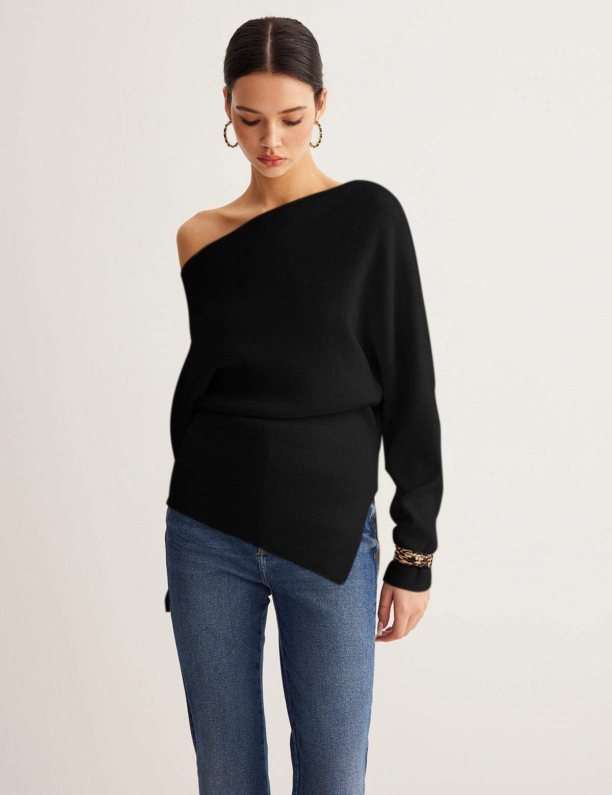 Elvoria | Women’s Cold Shoulder Knit Sweater