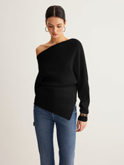 Elvoria | Women’s Cold Shoulder Knit Sweater