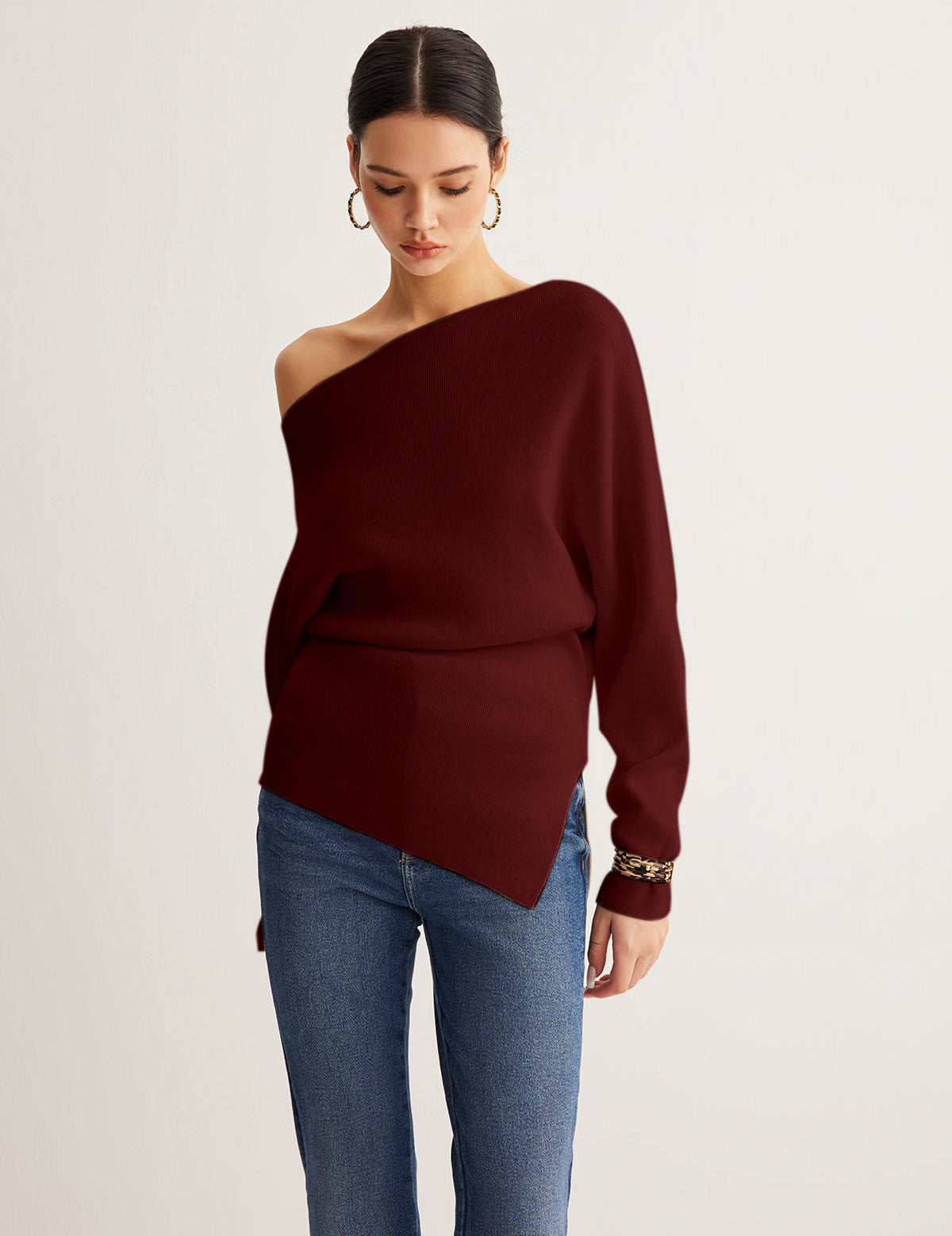 Elvoria | Women’s Cold Shoulder Knit Sweater