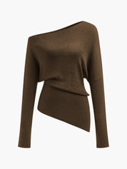 Elvoria | Women’s Cold Shoulder Knit Sweater