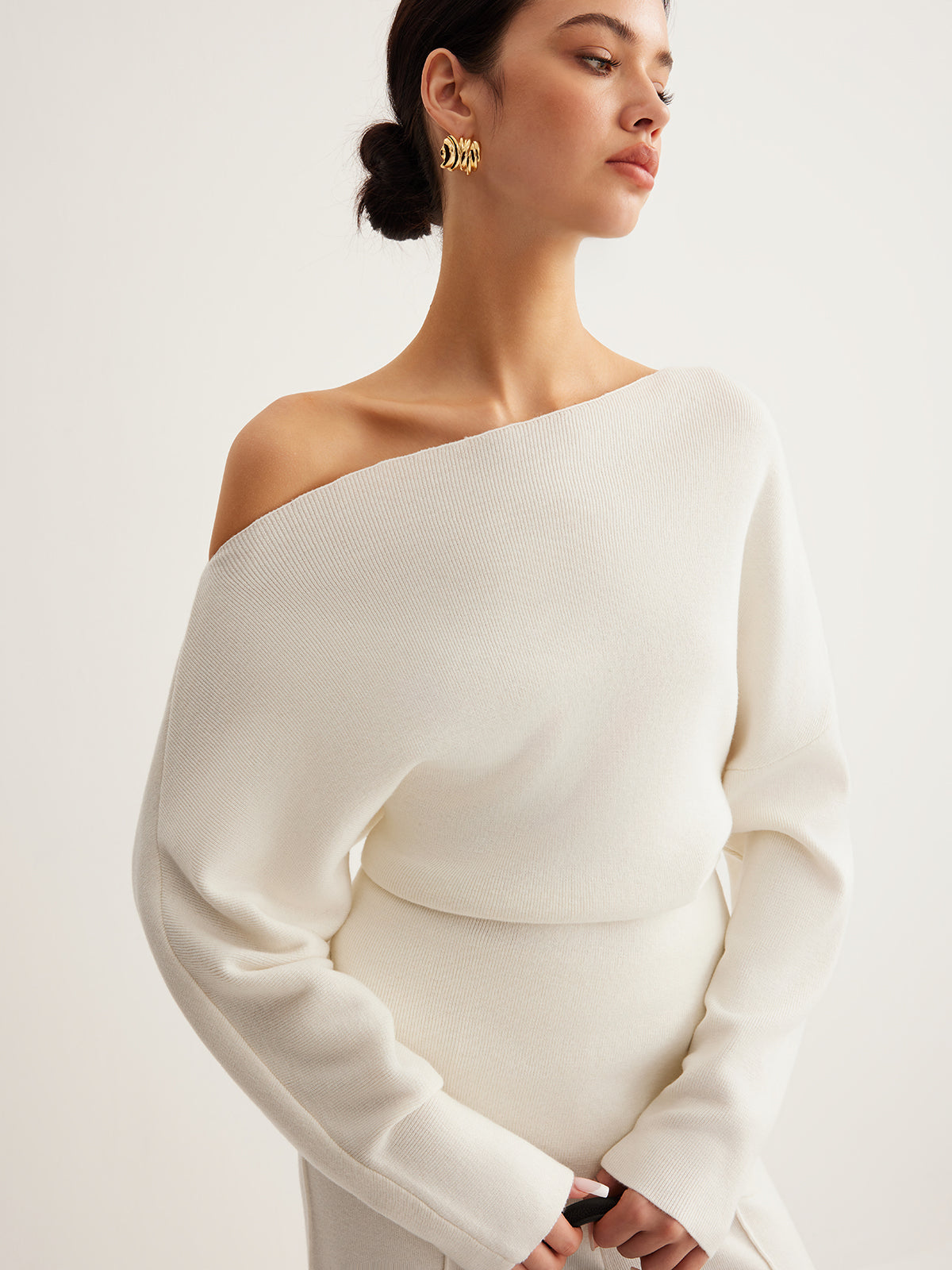 Elvoria | Women’s Cold Shoulder Knit Sweater