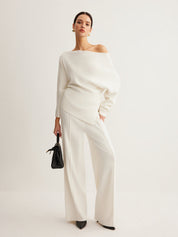 Elvoria | Women’s Cold Shoulder Knit Sweater
